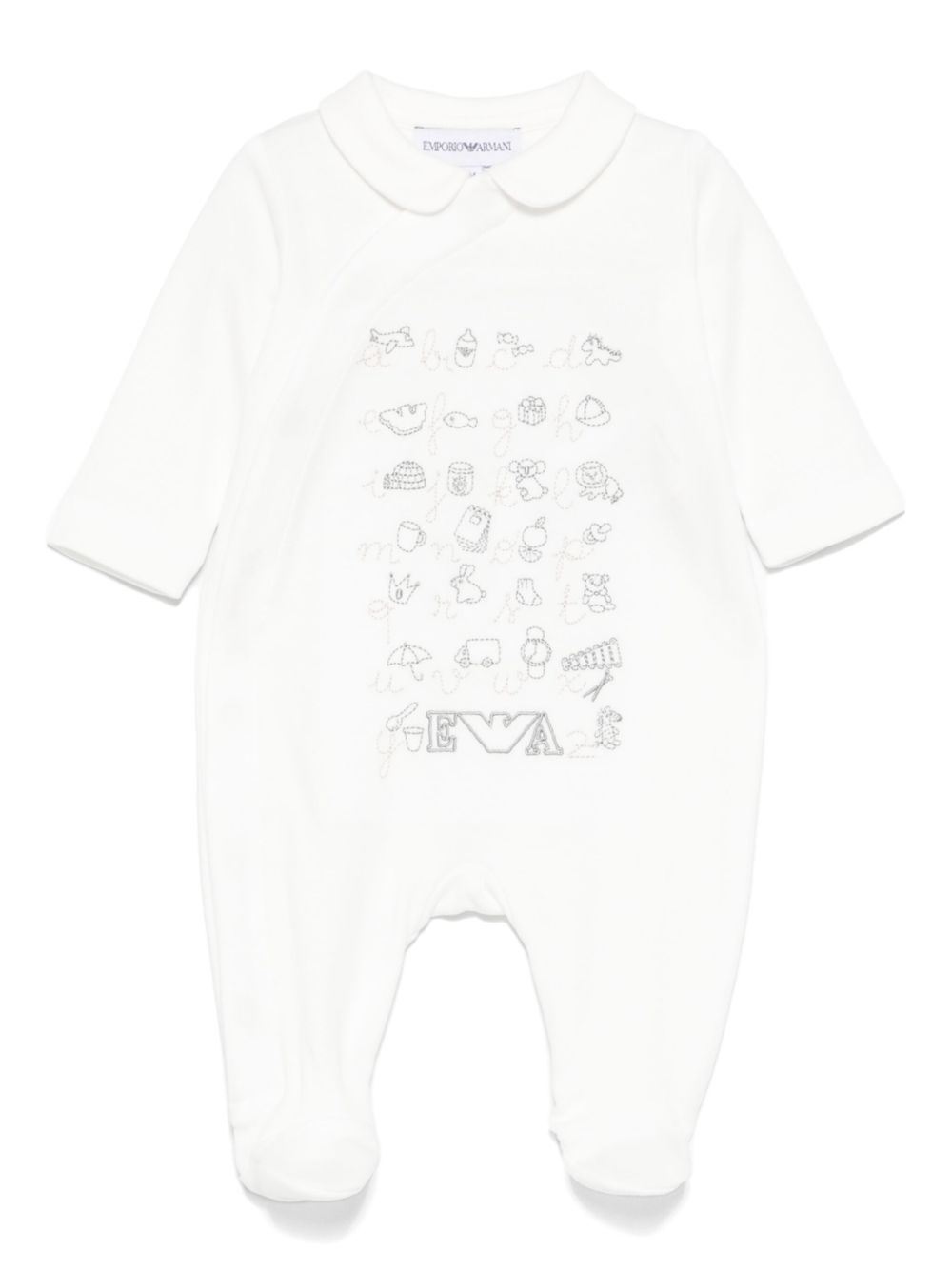 Emporio Armani Kids 图案刺绣连体睡衣 - 白色