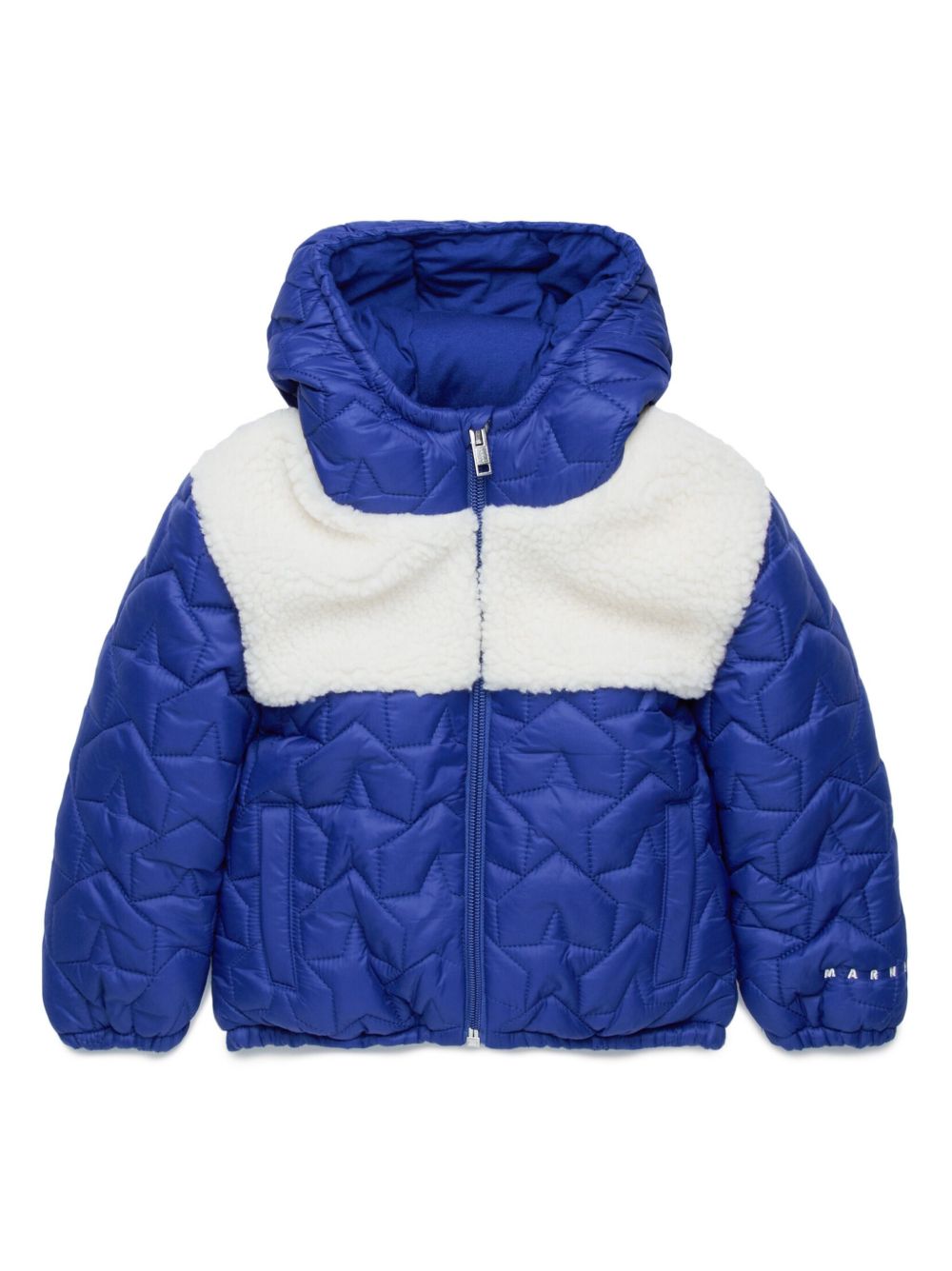 Marni Kids 拼接绗缝连帽夹克 - 蓝色
