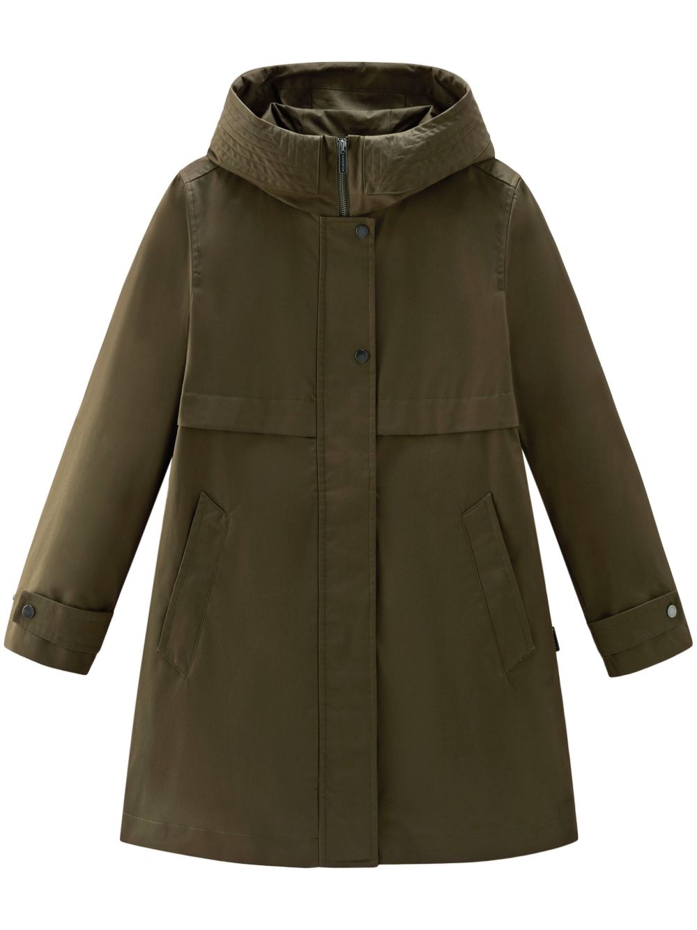 Woolrich 棉连帽派克大衣 - 绿色