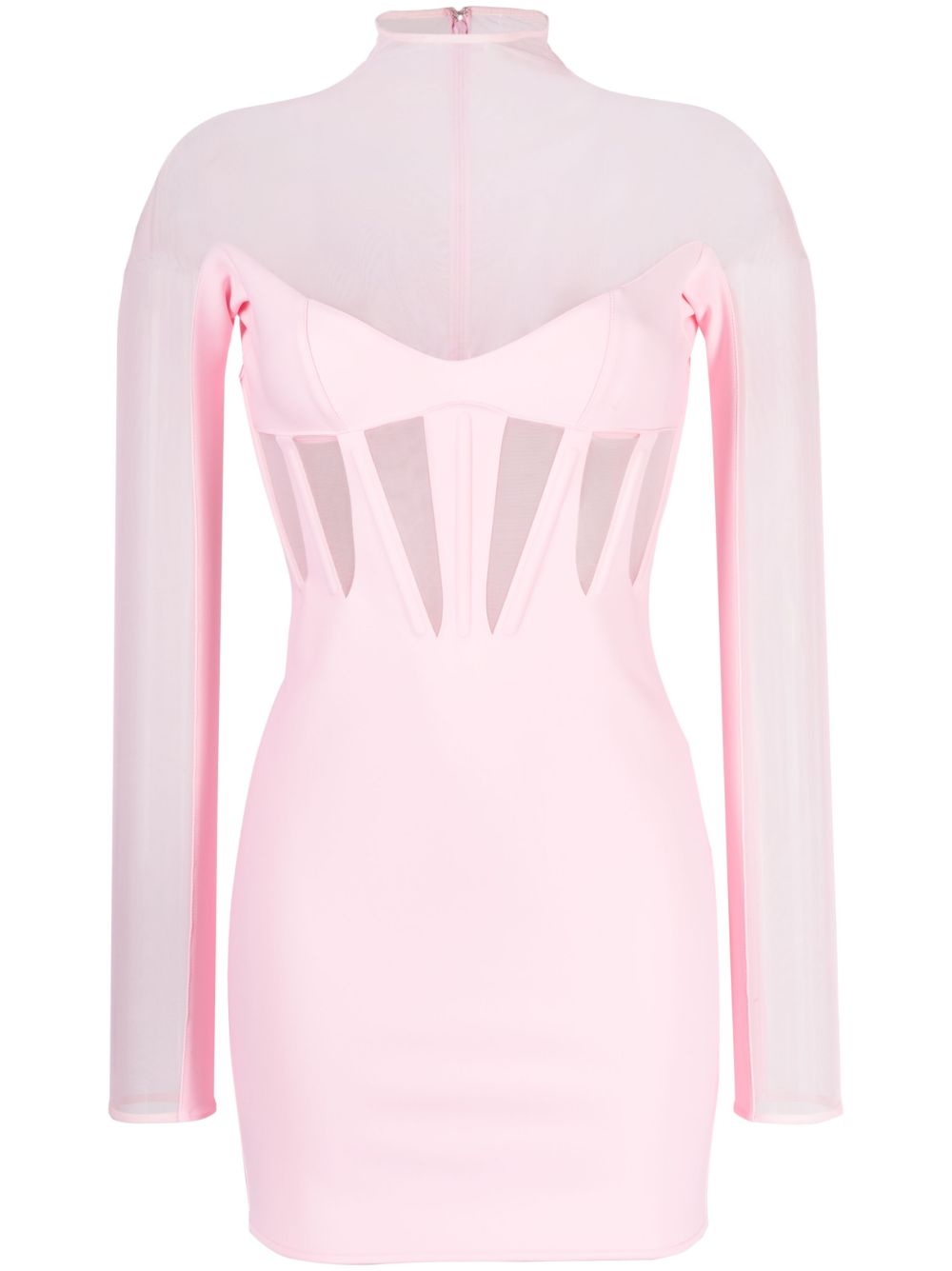 Mugler Corset Illusion 半透明拼接迷你连衣裙 - 粉色