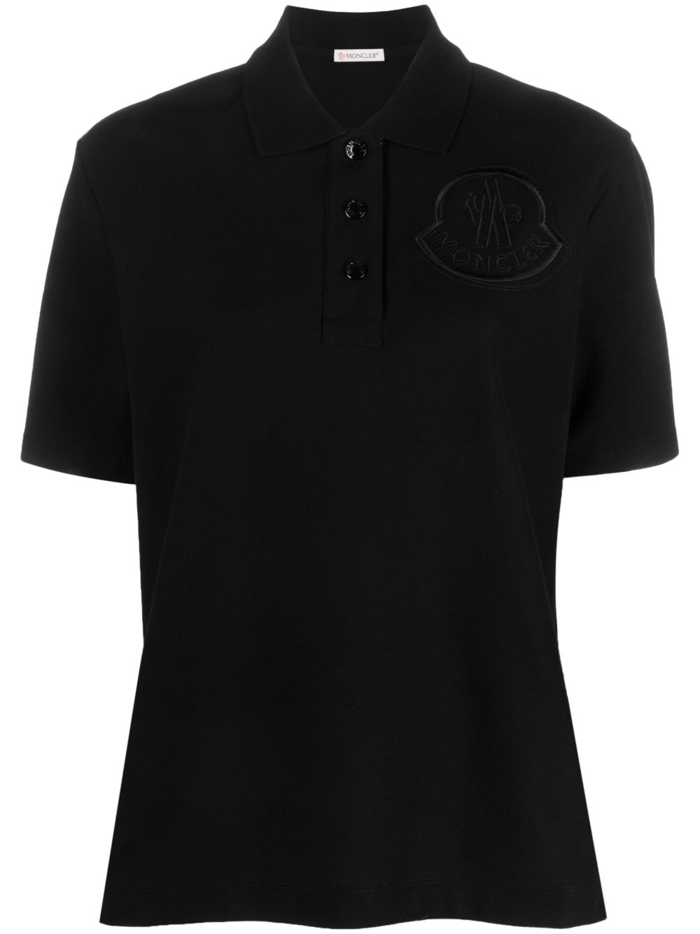 Moncler logo刺绣棉polo衫 - 黑色