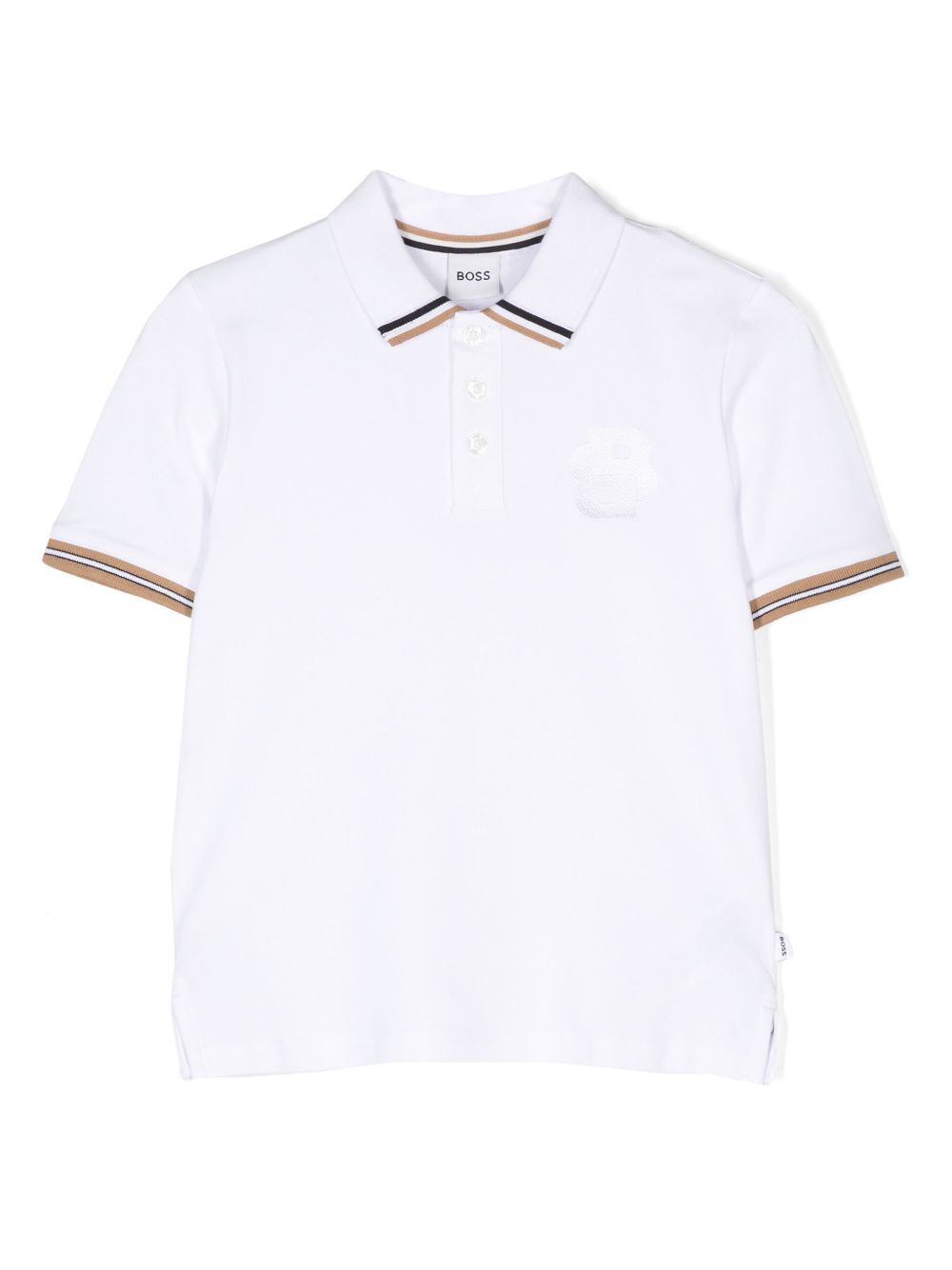 BOSS Kidswear 条纹边饰polo衫 - 白色