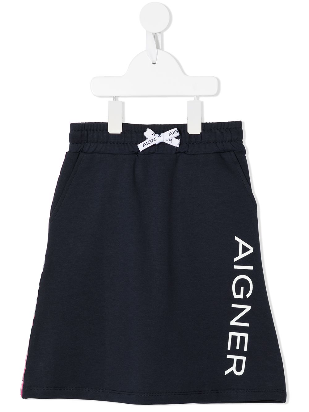 Aigner Kids logo印花半身裙 - 蓝色
