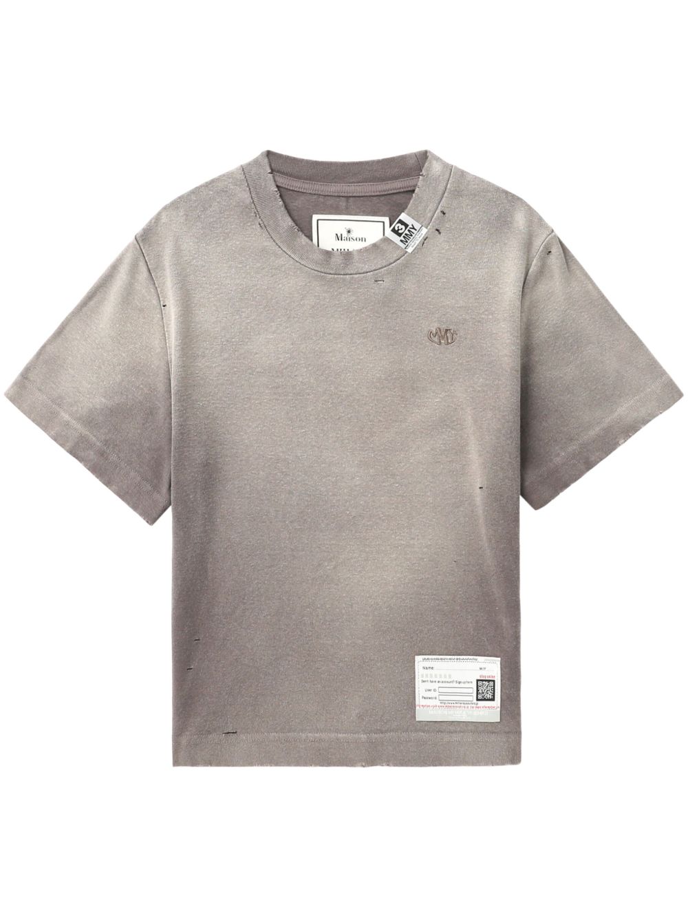 Maison MIHARA YASUHIRO logo刺绣T恤 - 灰色