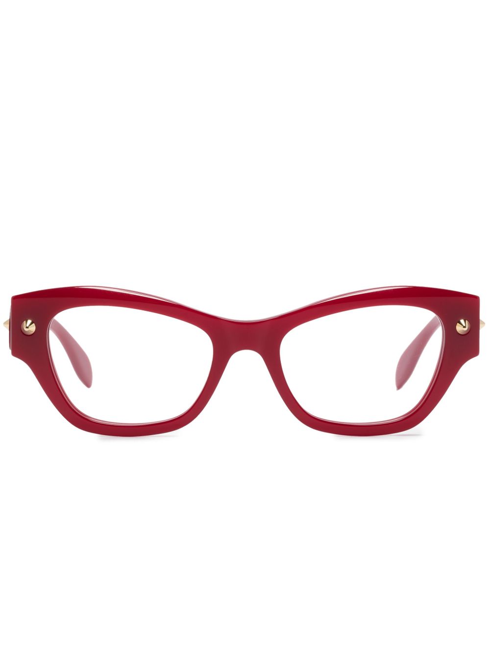 Alexander McQueen Eyewear Wayfarer 镜框尖钉眼镜 - 红色