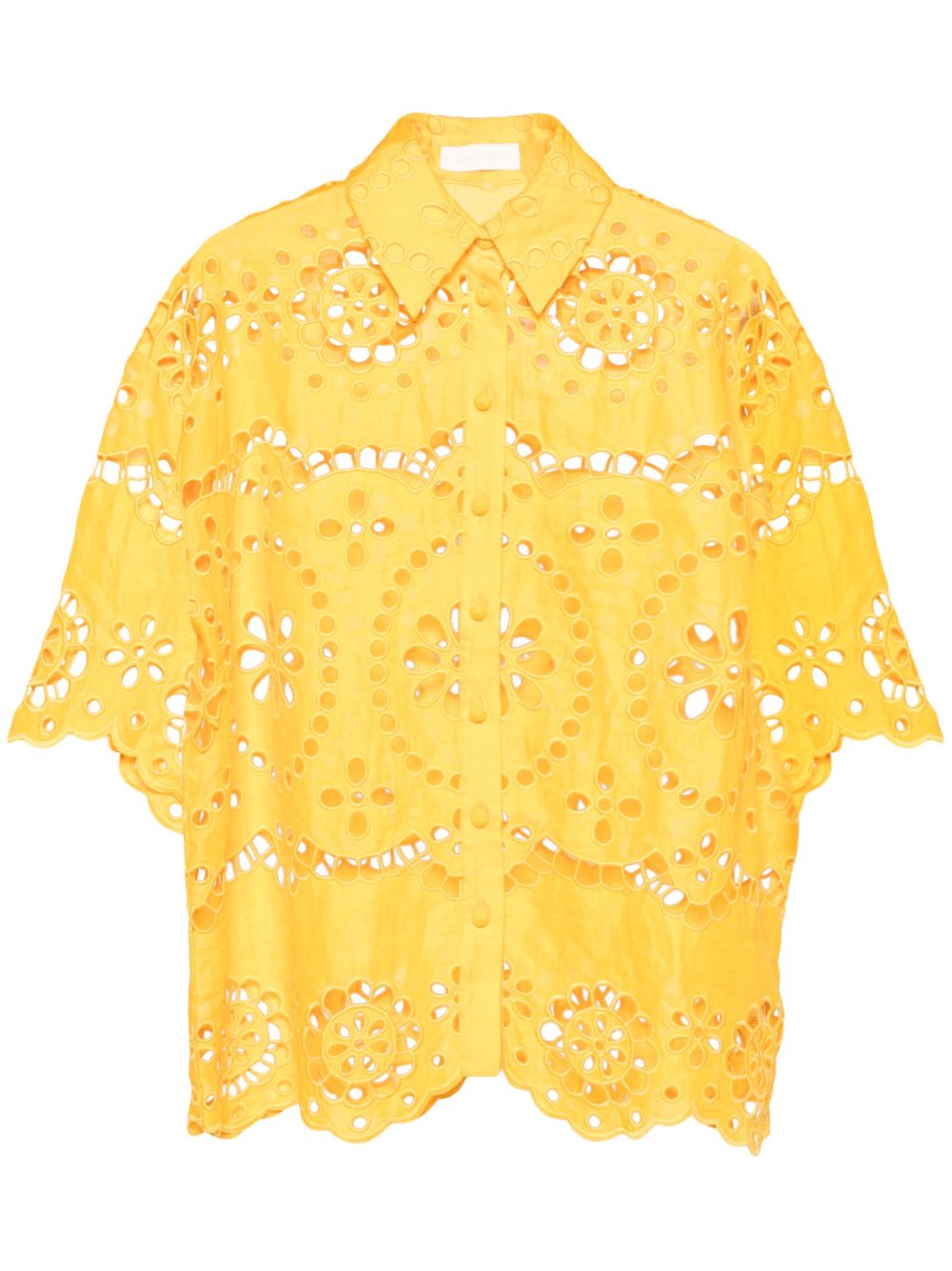 ZIMMERMANN Pop 刺绣亚麻衬衫 - 黄色