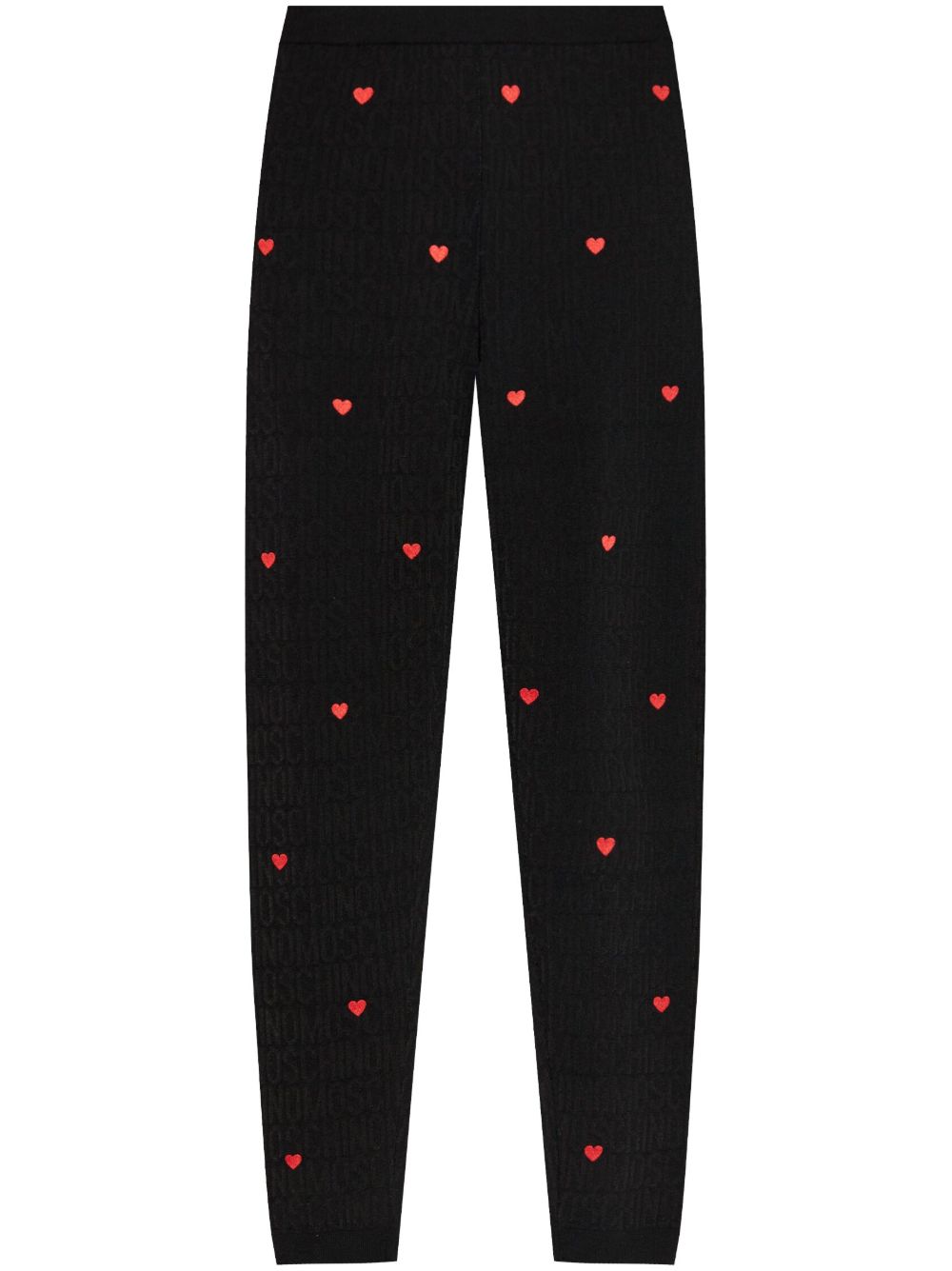 Moschino logo提花羊毛打底裤 - 黑色