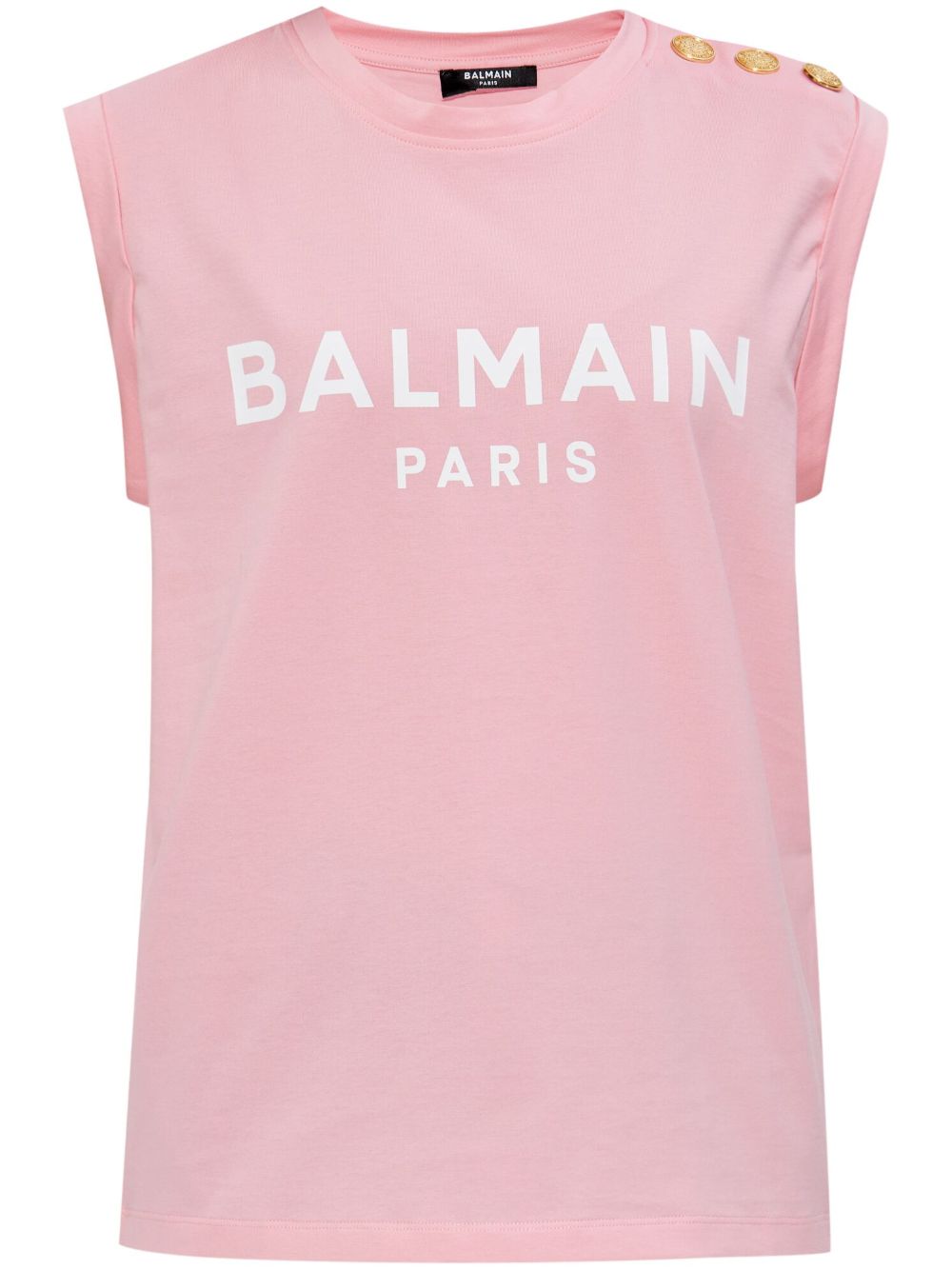 Balmain logo印花坦克背心 - 粉色