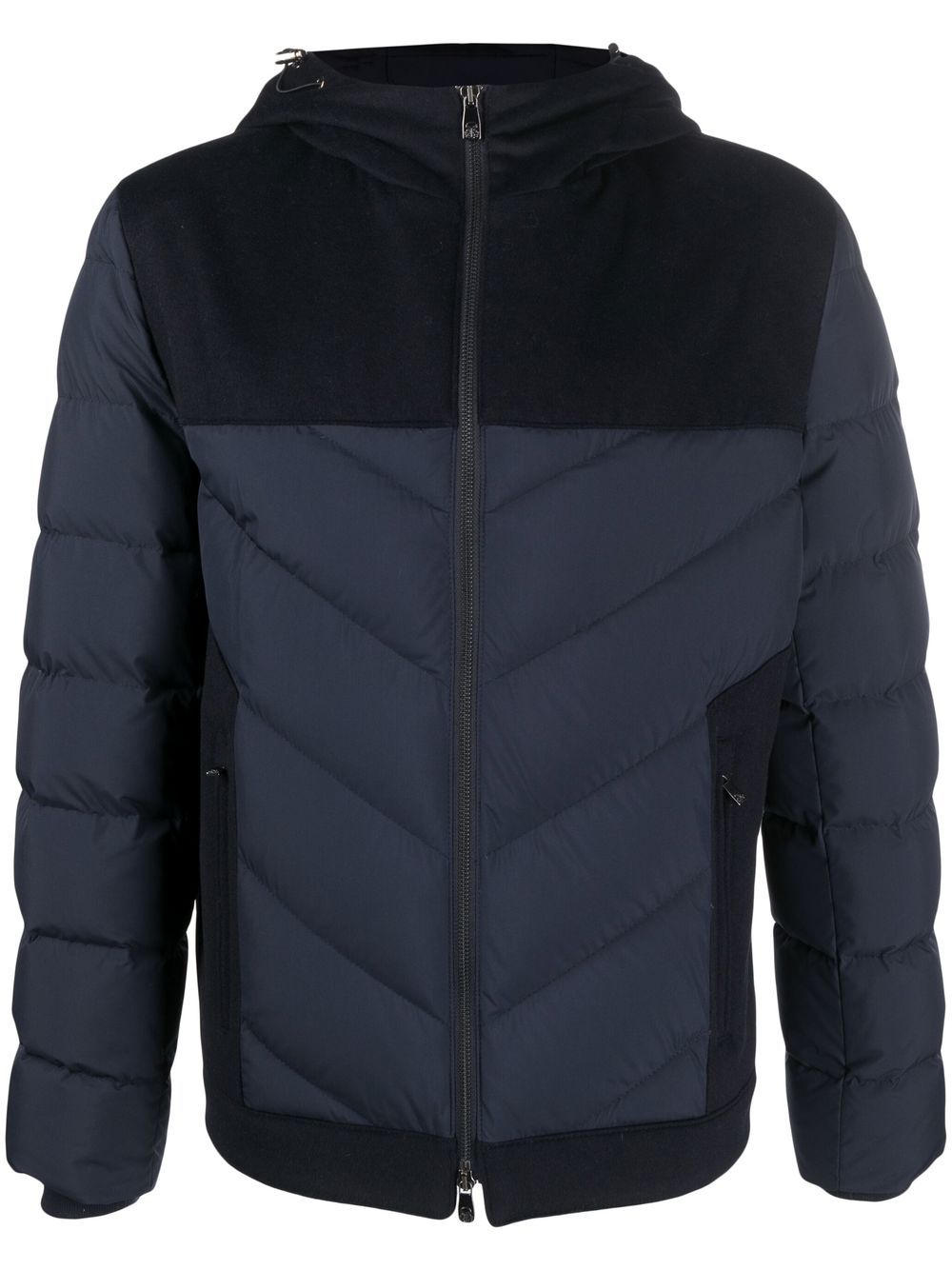 Corneliani 连帽填充设计夹克 - 蓝色