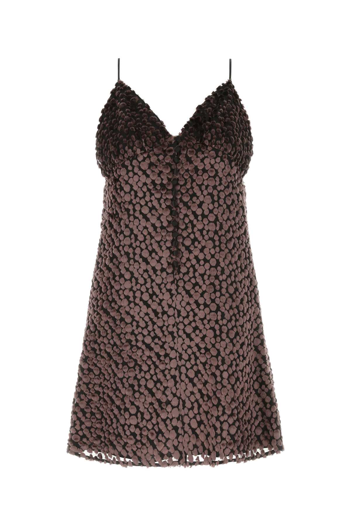 Saint Laurent Two-tone Velvet Mini Dress