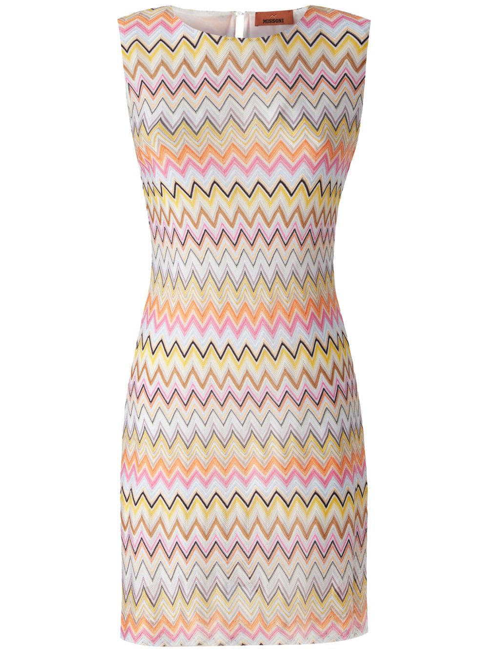 Missoni Z字形图案无袖迷你连衣裙 - 白色