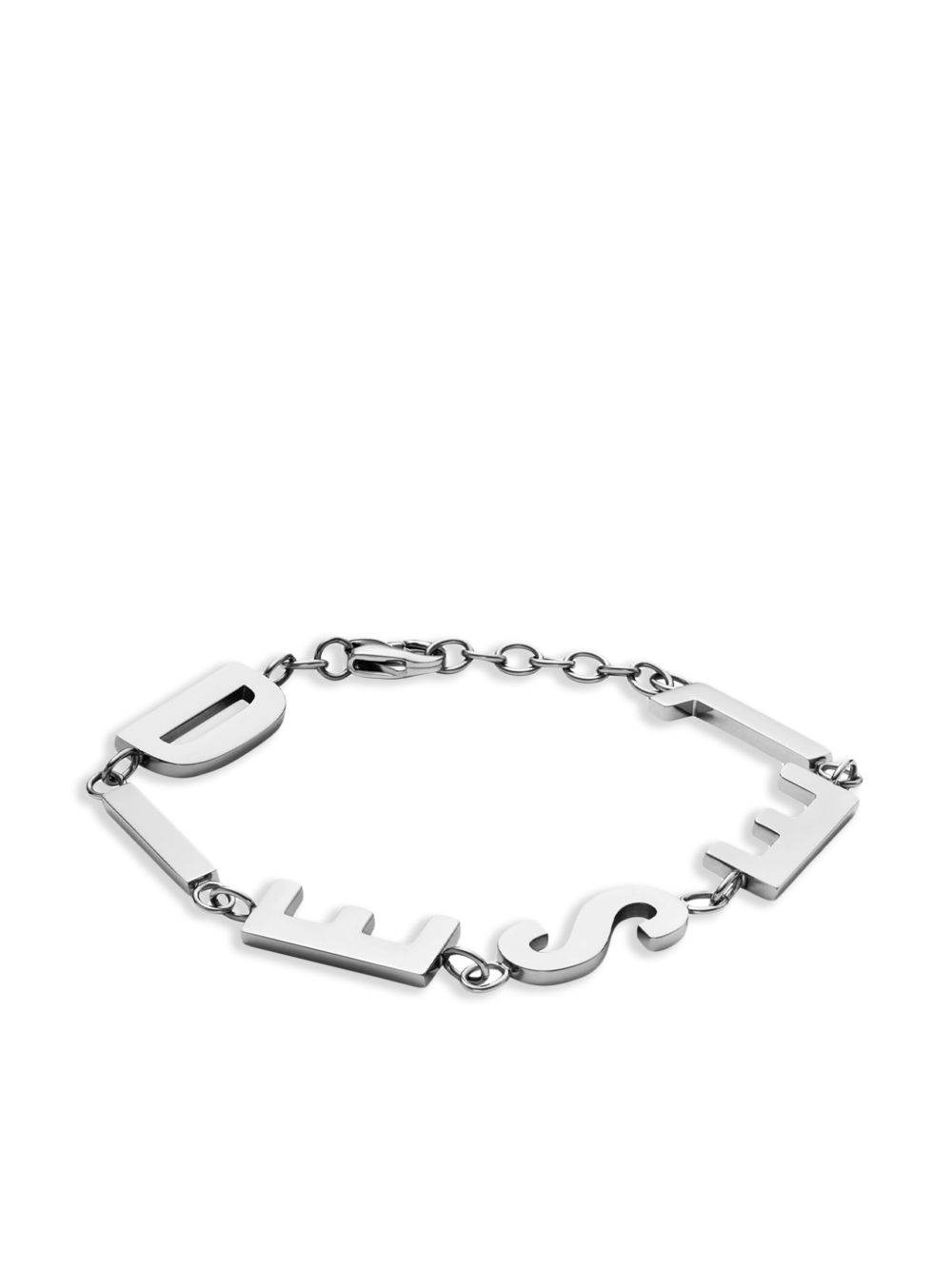 Diesel logo标牌手链 - 银色