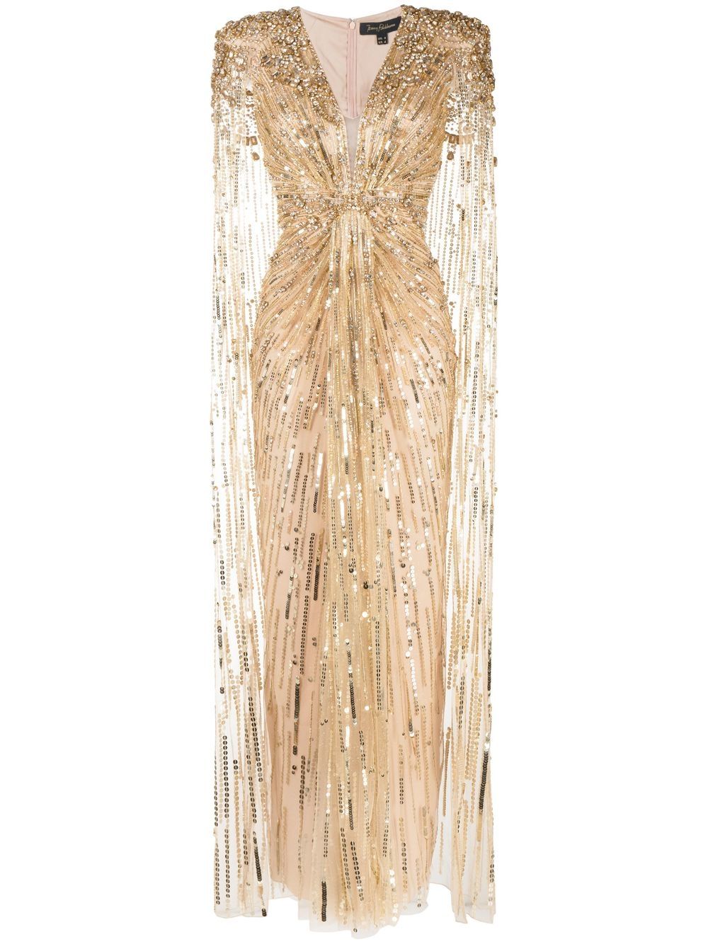 Jenny Packham Lotus Lady 亮片缀饰斗篷礼服 - 金色