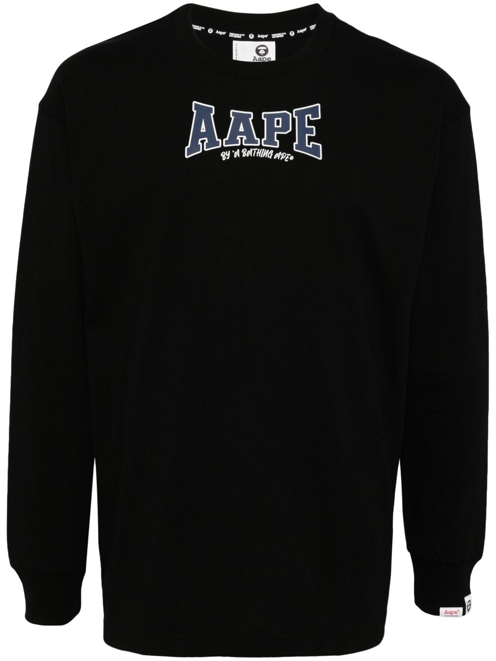 AAPE BY *A BATHING APE® logo印花长袖T恤 - 黑色