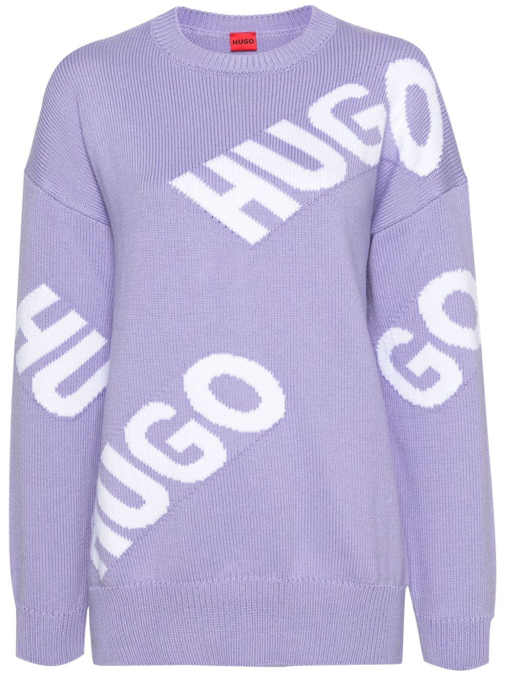 HUGO logo针织毛衣 - 紫色
