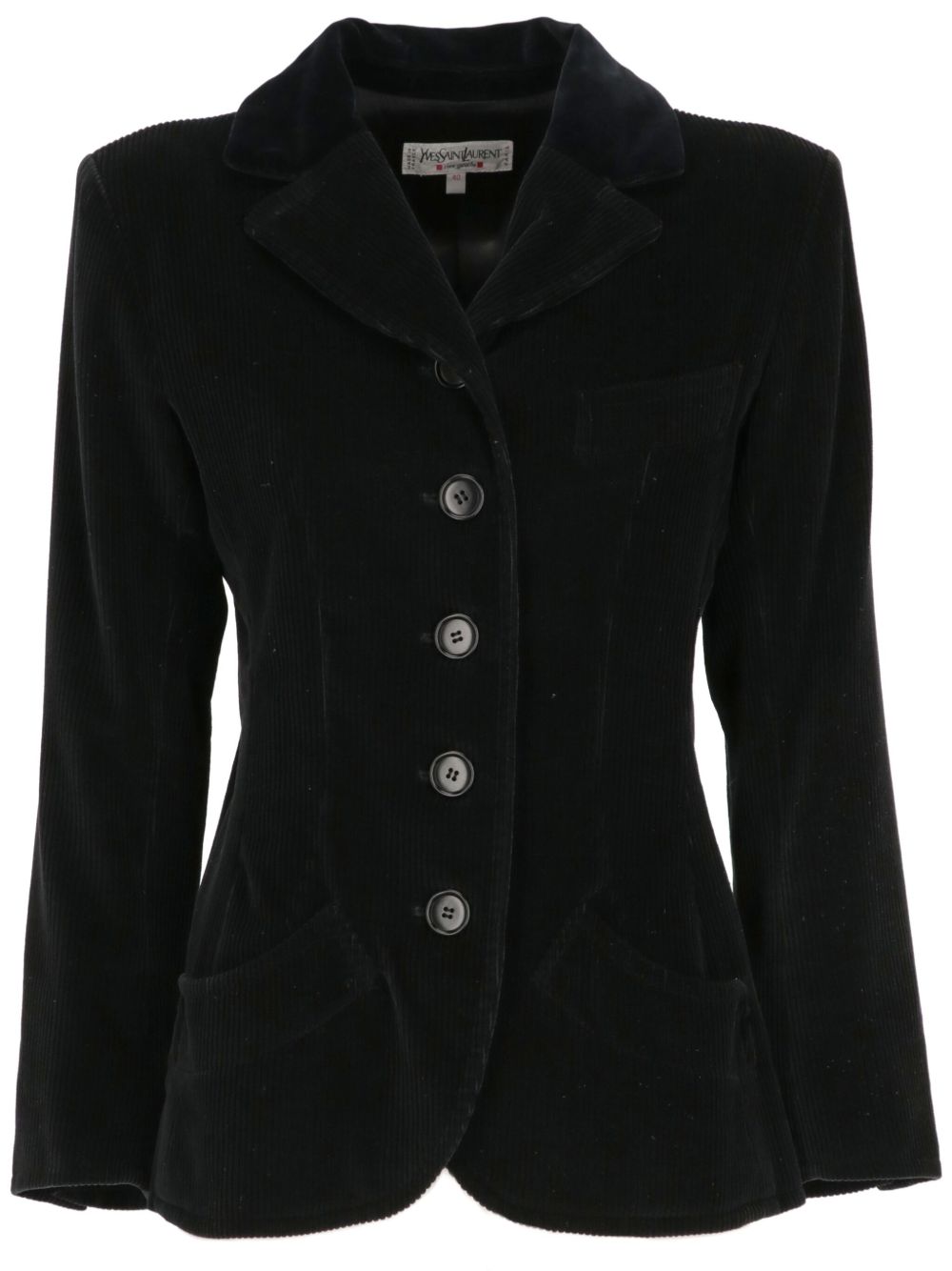 Saint Laurent Pre-Owned 灯芯绒西装夹克（1970年代典藏款） - 黑色