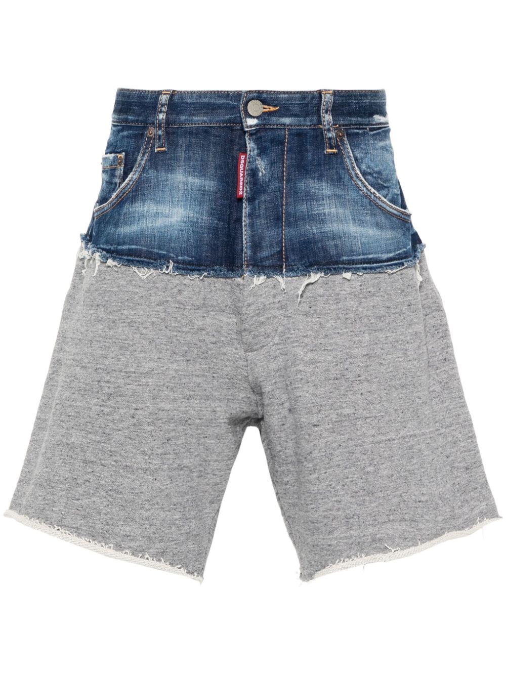 DSQUARED2 拼接棉短裤 - 蓝色