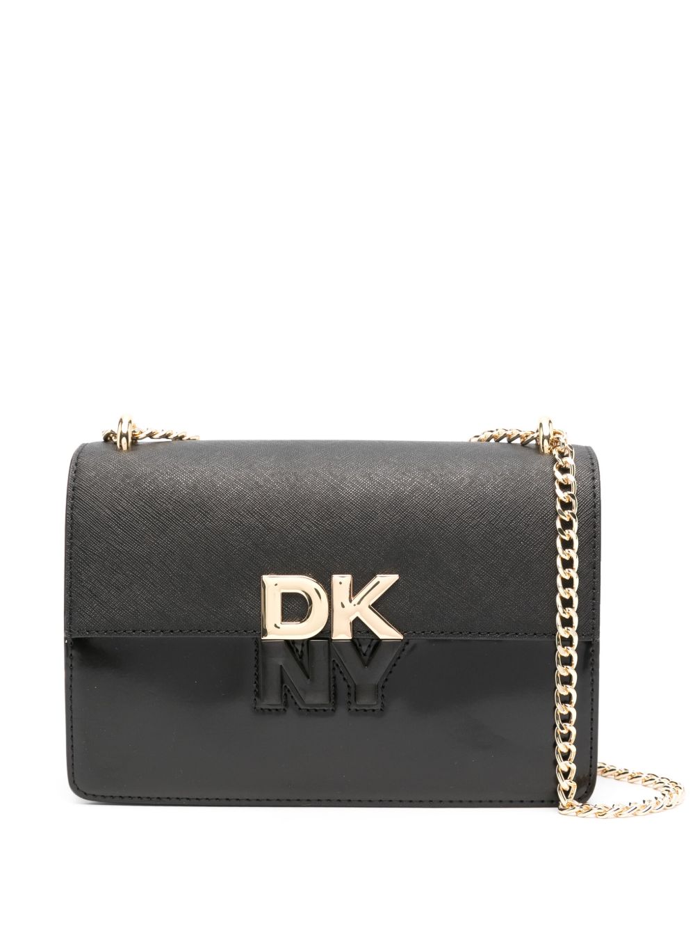 DKNY logo字母斜挎包 - 黑色