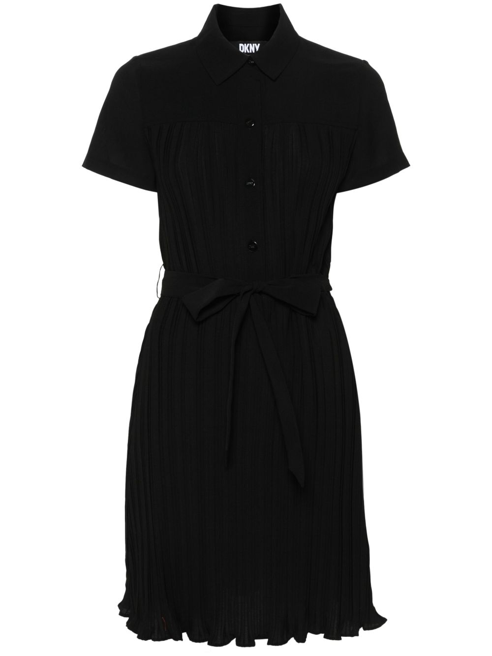 DKNY 细褶束腰迷你连衣裙 - 黑色