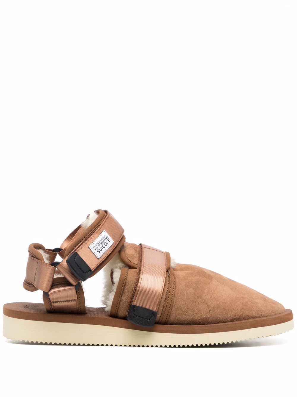 Suicoke 皮毛一体衬里包头凉鞋 - 褐色