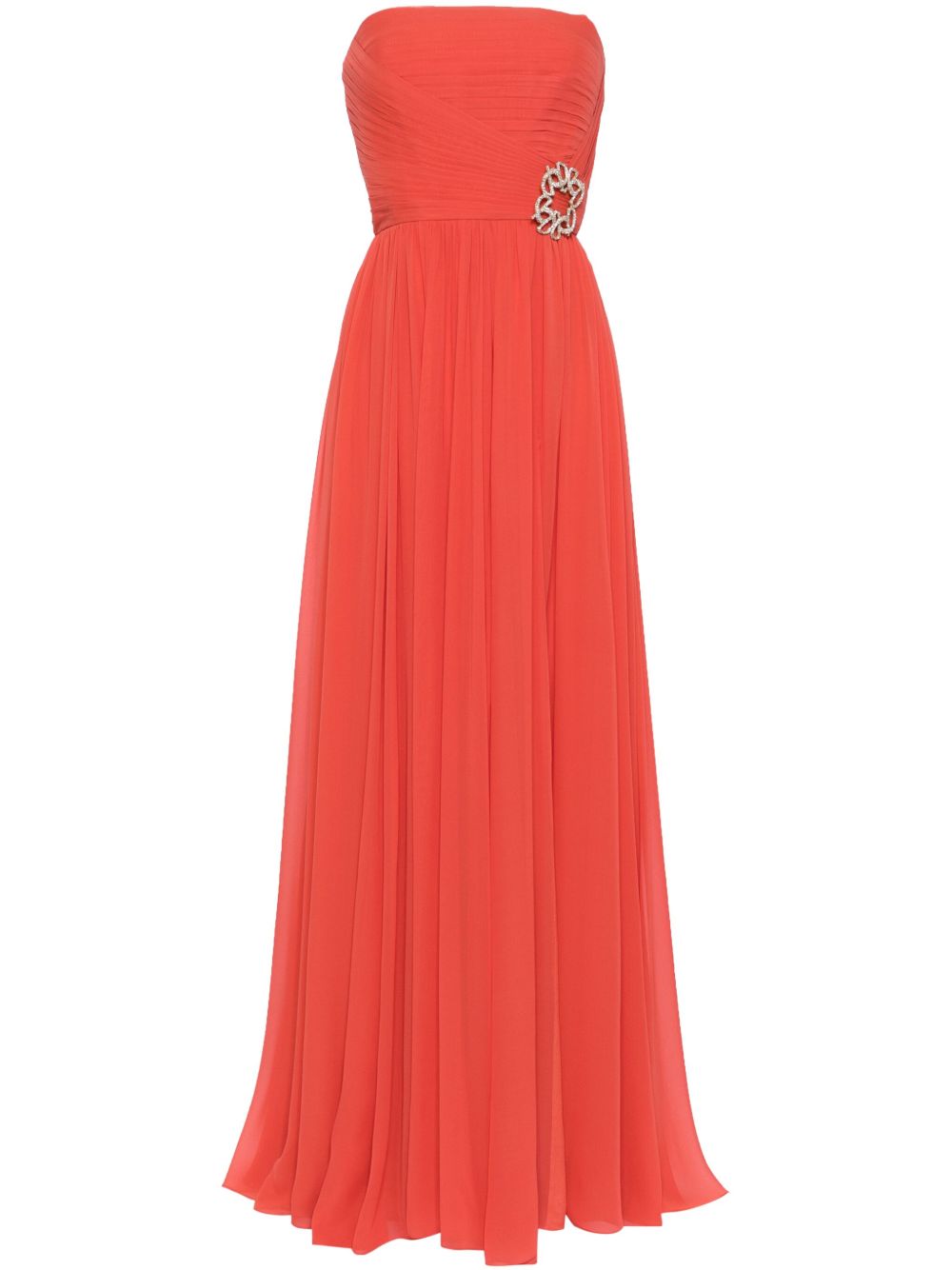 Elie Saab 晶饰露肩真丝礼服 - 红色