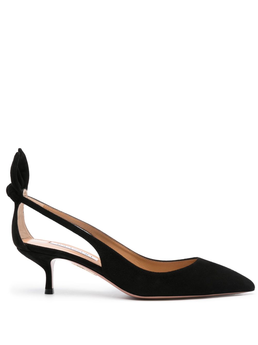 Aquazzura Bow Tie 绒面皮中跟鞋 - 黑色