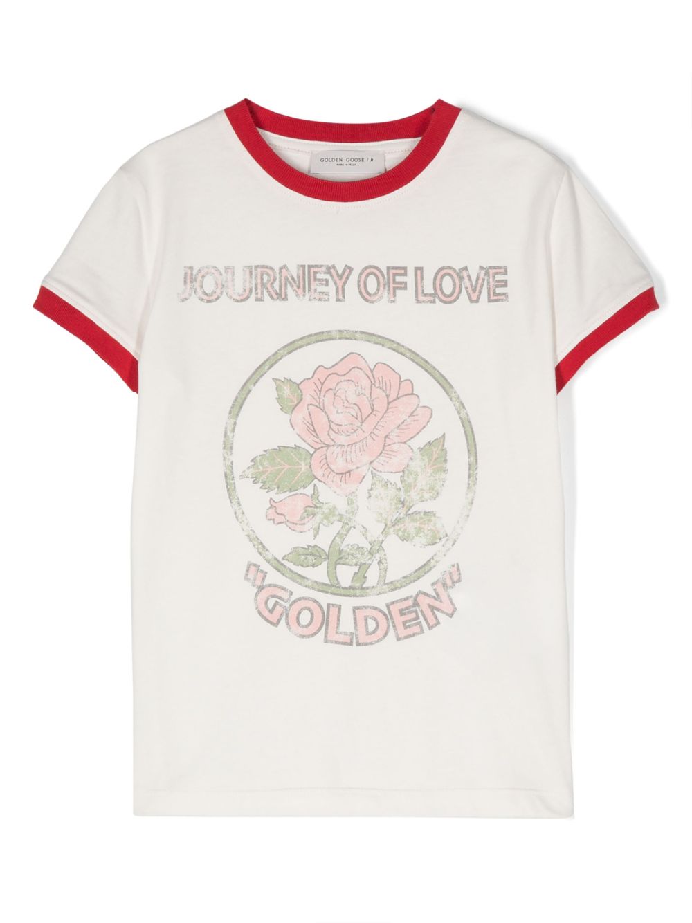 Golden Goose Kids 玫瑰印花棉T恤 - 白色