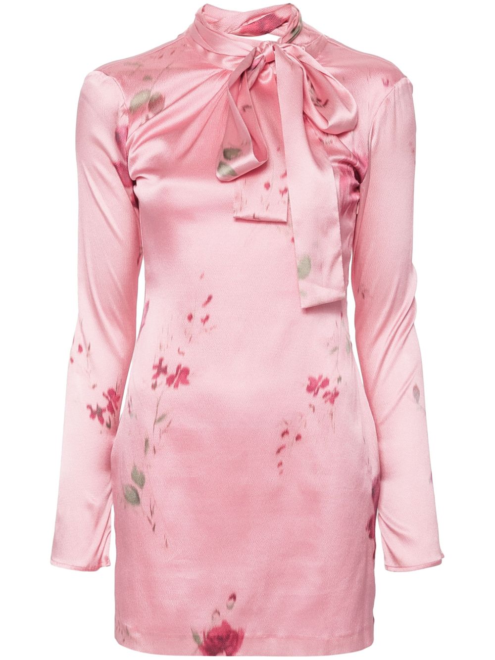 Blumarine 花卉印花缎面迷你连衣裙 - 粉色