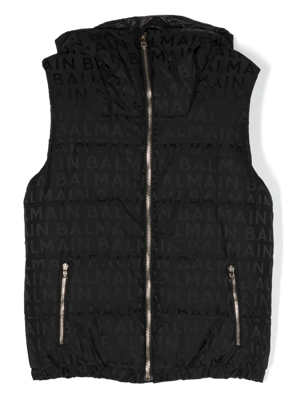 Balmain Kids logo印花填充马甲 - 黑色