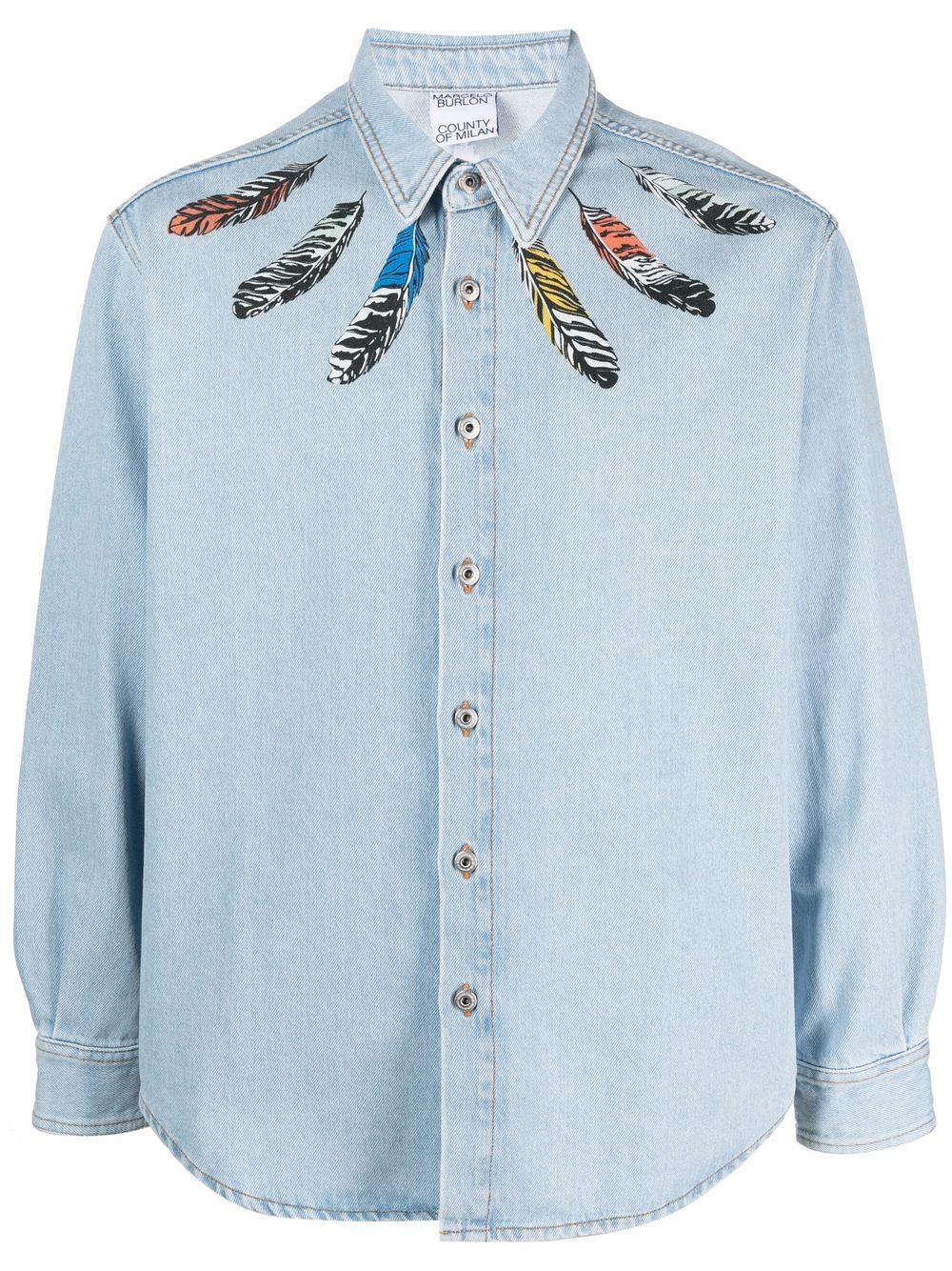 Marcelo Burlon County of Milan 图案印花牛仔衬衫 - 蓝色