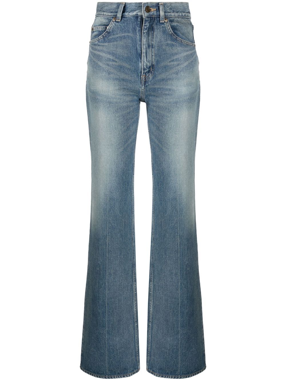 Saint Laurent 高腰微喇牛仔裤 - 蓝色