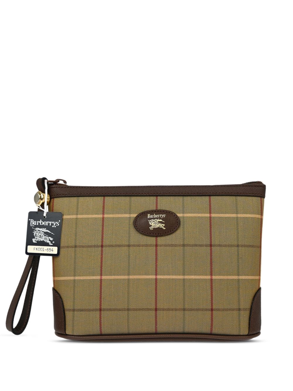 Burberry Pre-Owned 格纹帆布手拿包（1990-2000年典藏款） - 褐色