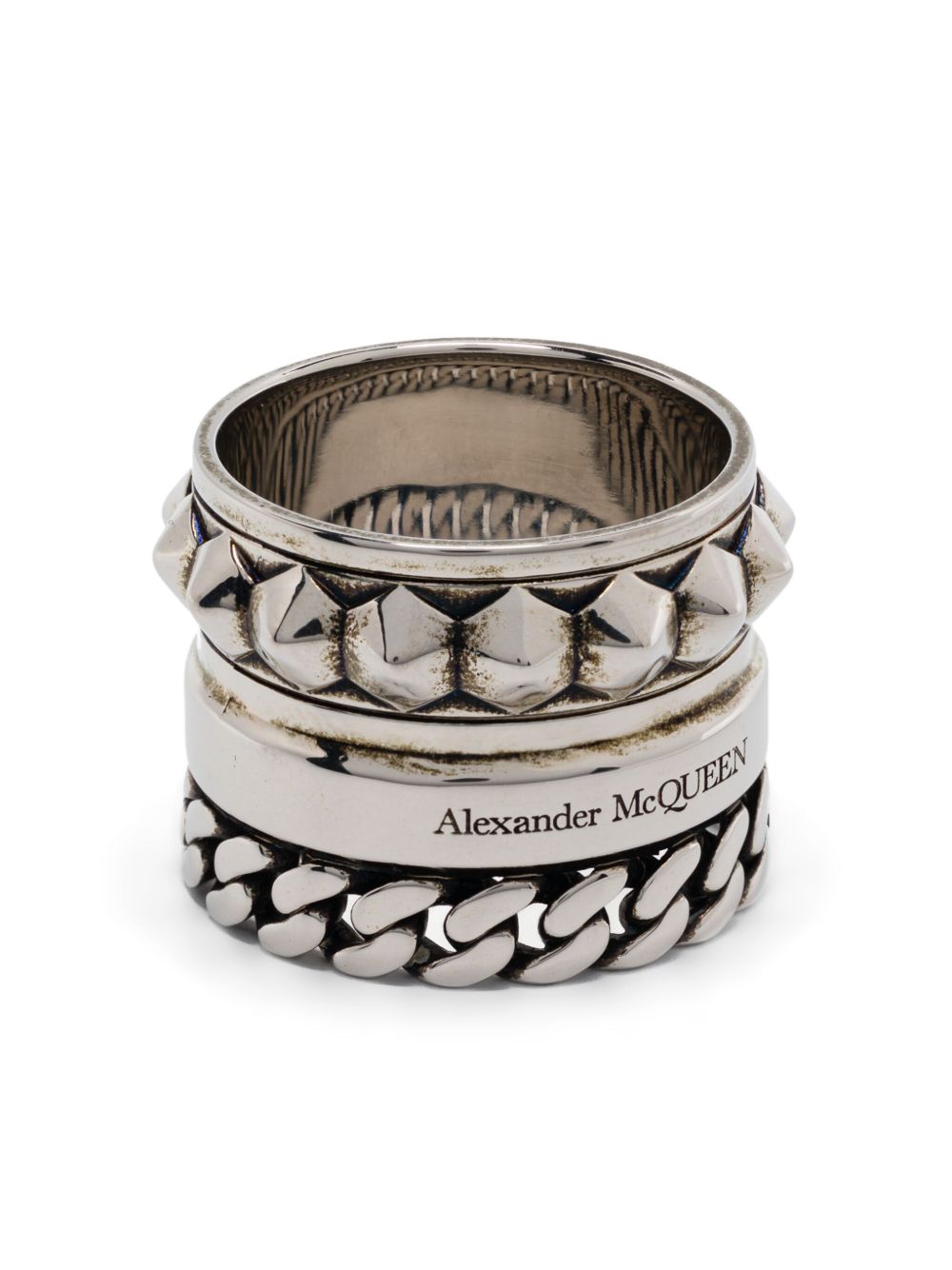Alexander McQueen 分层式戒指 - 银色
