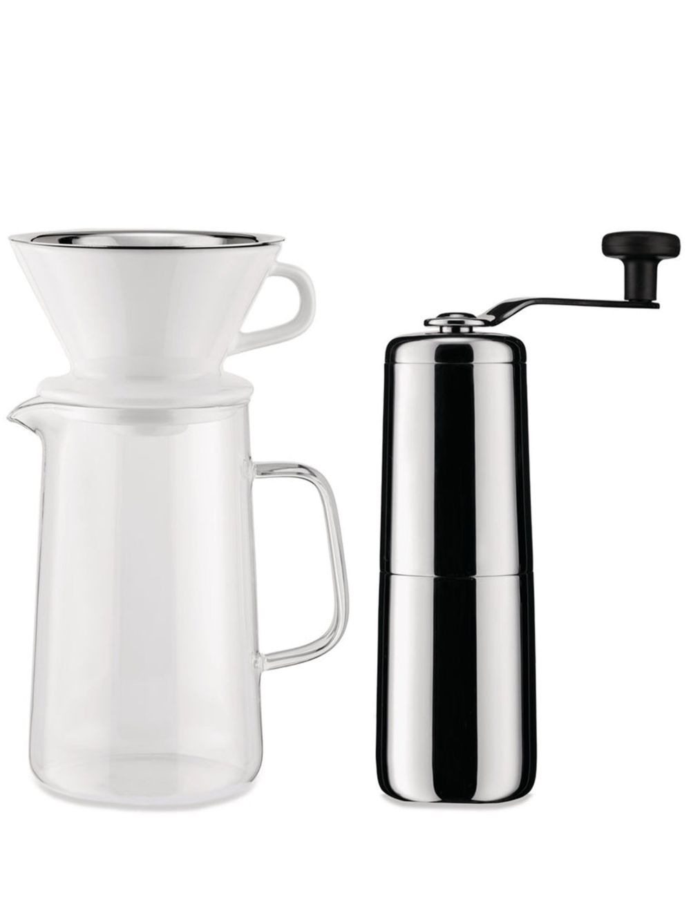 Alessi Slow Coffee 滴滤咖啡机咖啡研磨机套装 - 银色