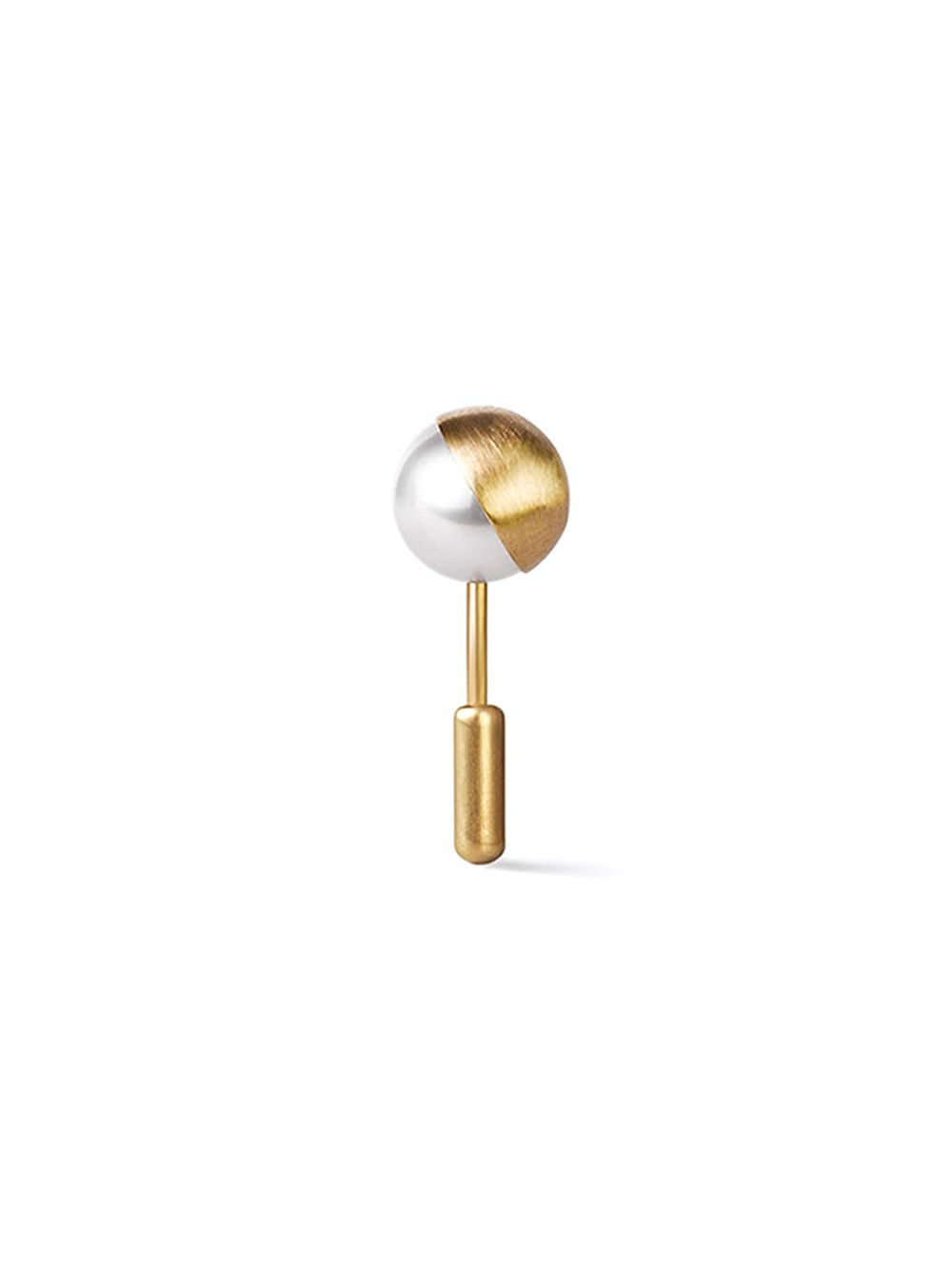 Shihara Half Pearl 135°耳钉 - 金属色