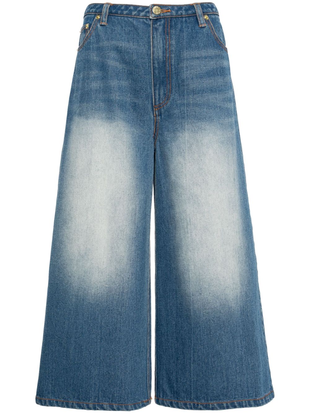 Cynthia Rowley 低腰阔腿牛仔裤 - 蓝色
