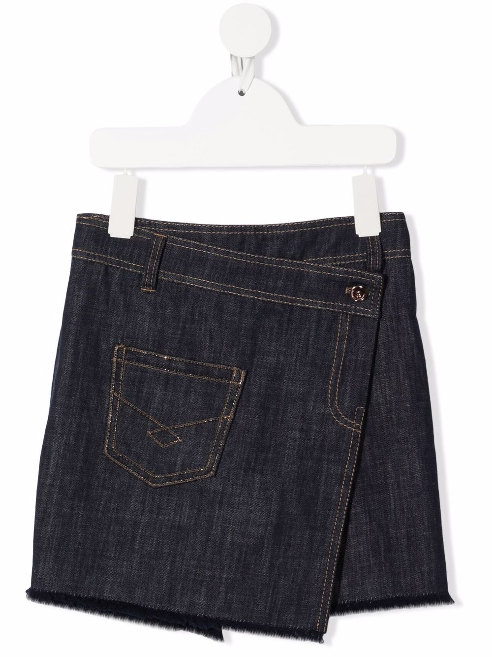 Brunello Cucinelli Kids 牛仔风格裙式短裤 - 蓝色