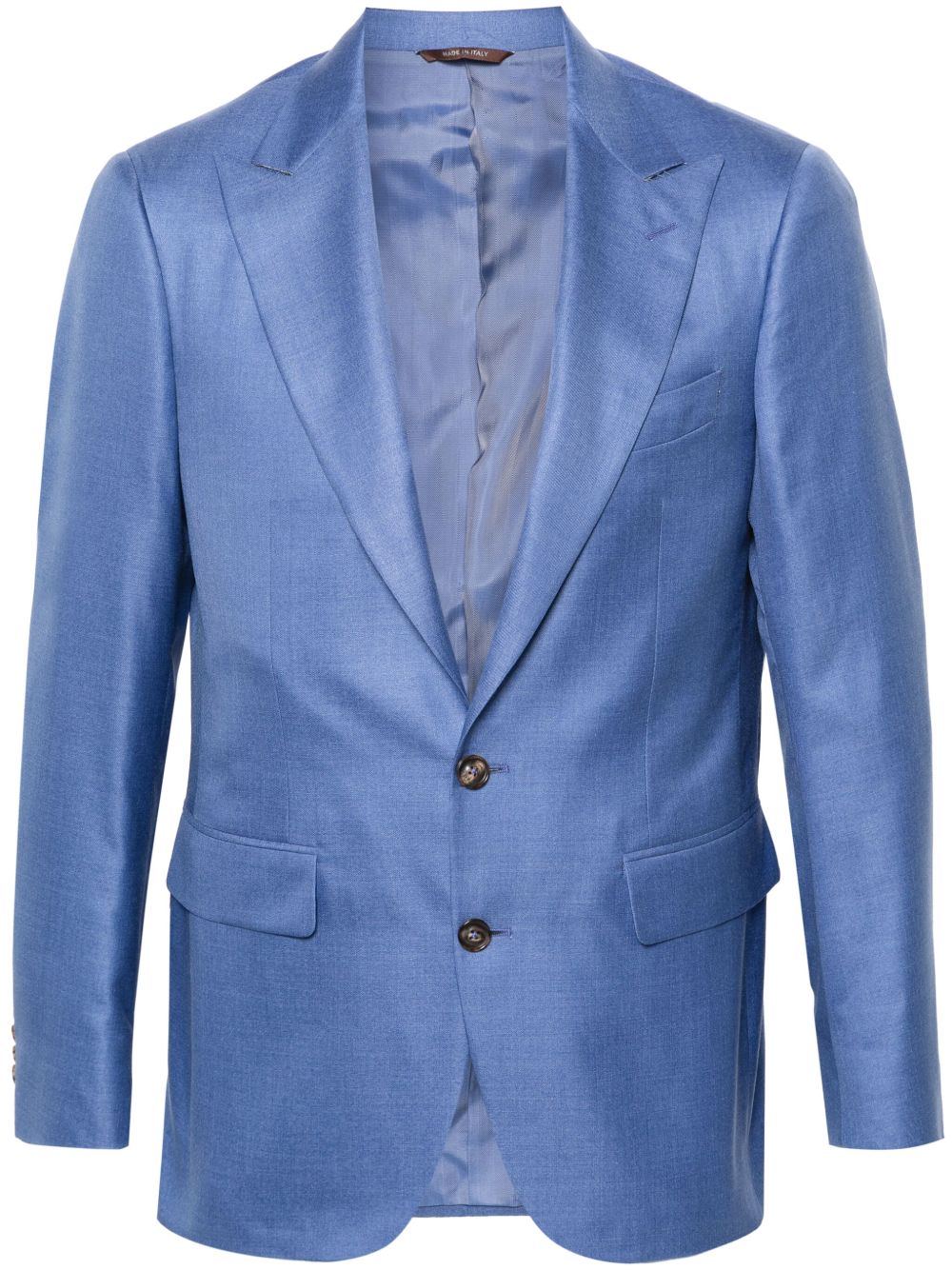 Canali 斜纹布混色西装夹克 - 蓝色