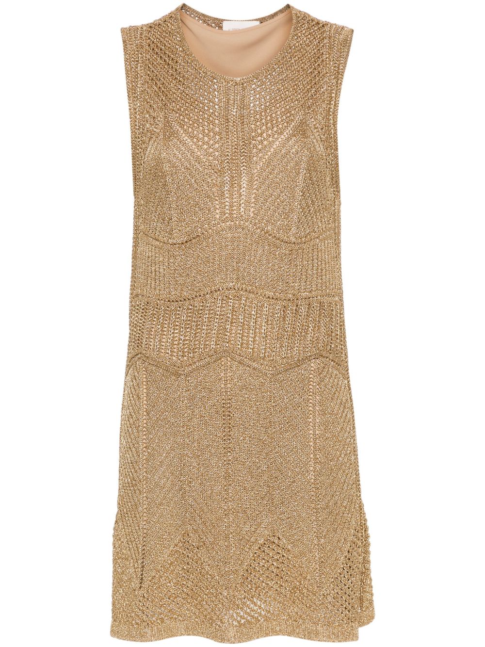Alberta Ferretti 迷你针织连衣裙 - 金色