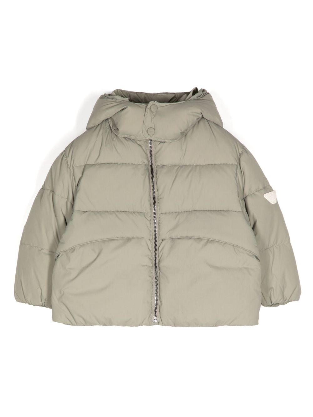 Emporio Armani Kids 标贴填充夹克 - 灰色