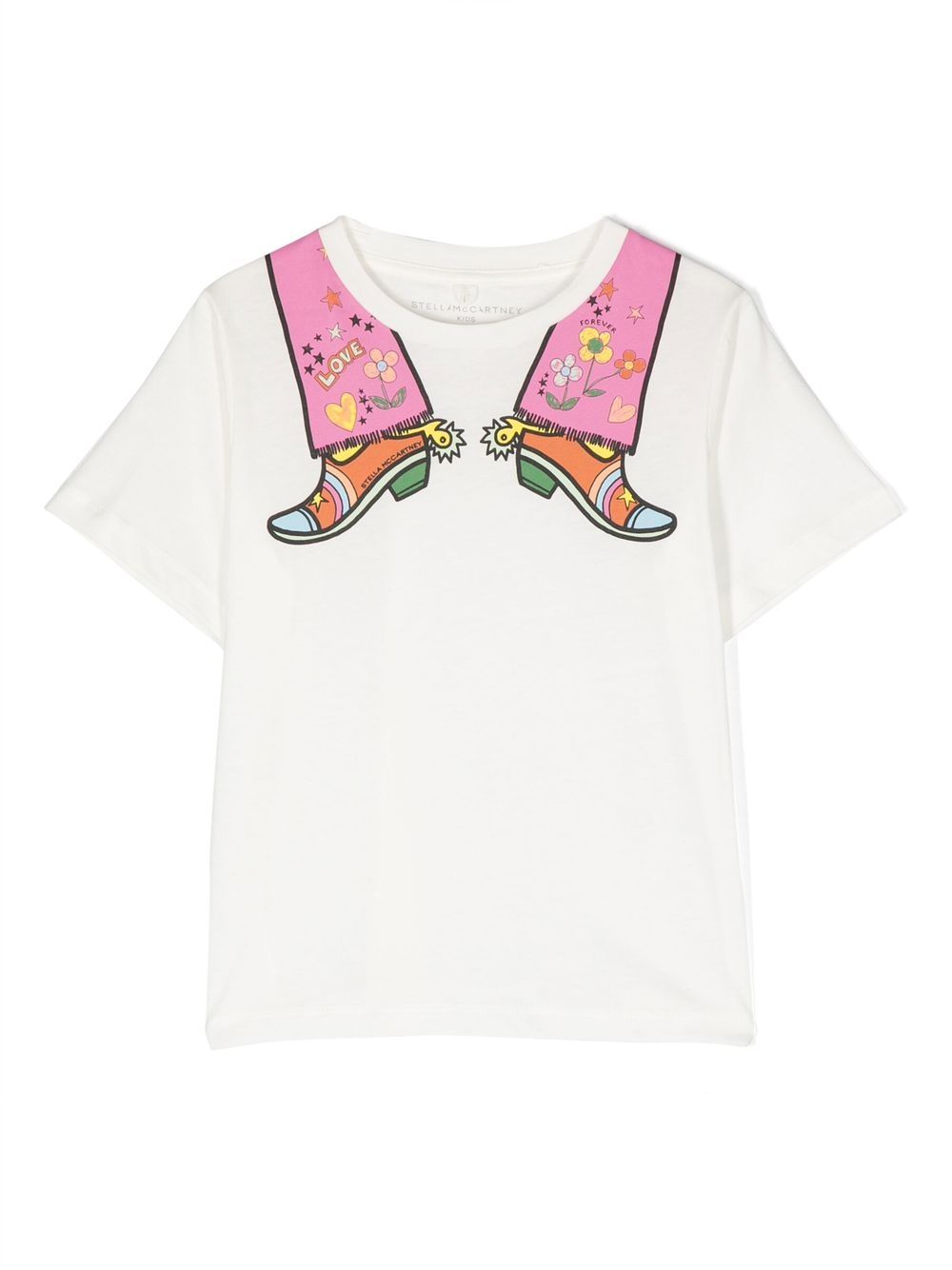 Stella McCartney Kids 图案印花棉T恤 - 白色