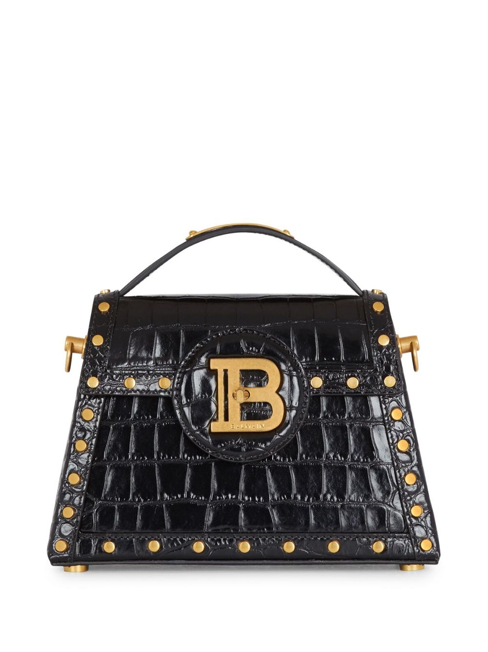 Balmain Bbuzz Dynastie 压纹仿鳄鱼纹手提包 - 黑色