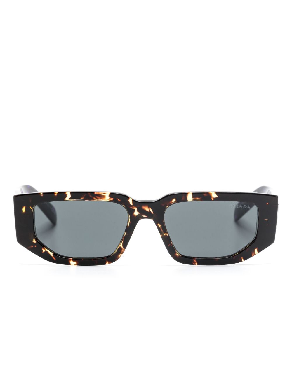 Prada Eyewear 三角形logo方框太阳眼镜 - 褐色