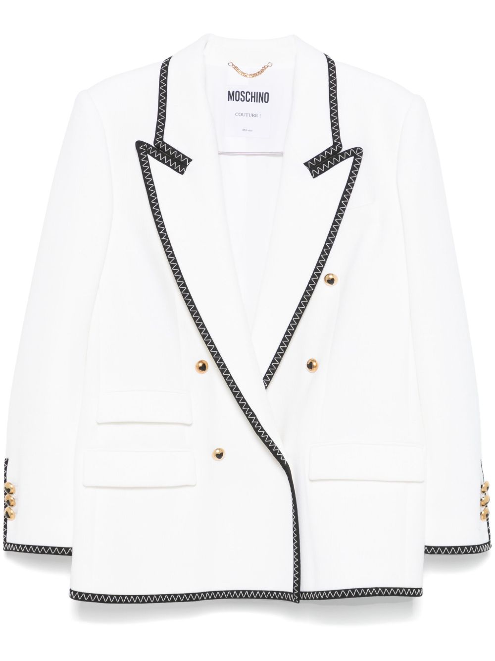 Moschino 对比边饰西装夹克 - 白色