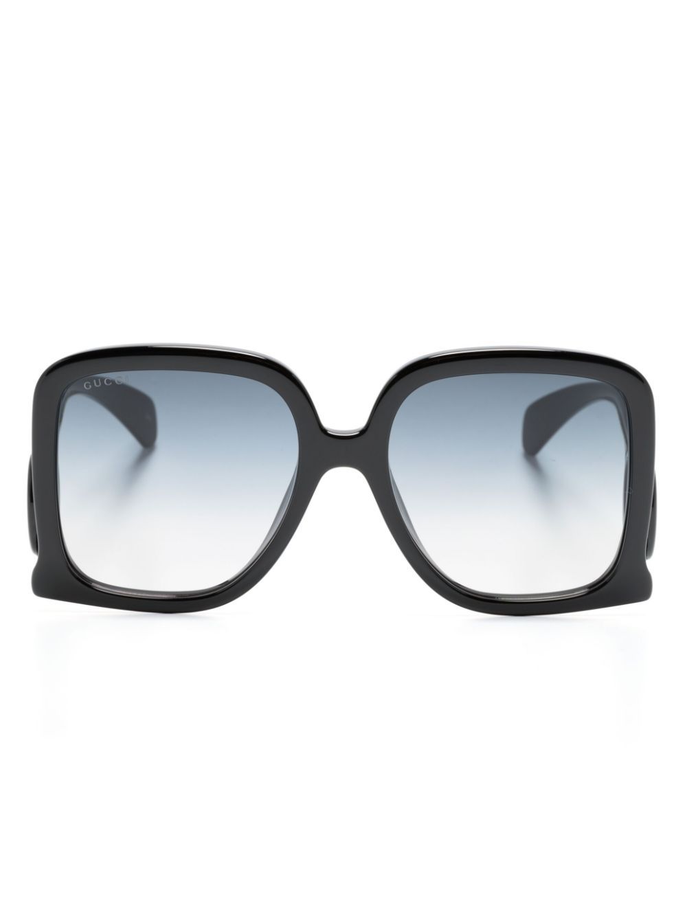 Gucci Eyewear Interlocking-G 超大款镜框太阳眼镜 - 黑色