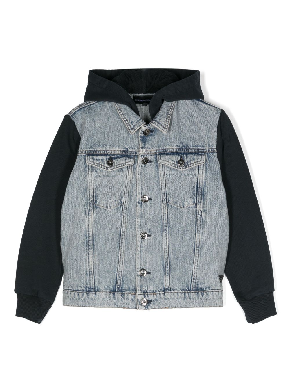 Emporio Armani Kids 连帽牛仔夹克 - 蓝色
