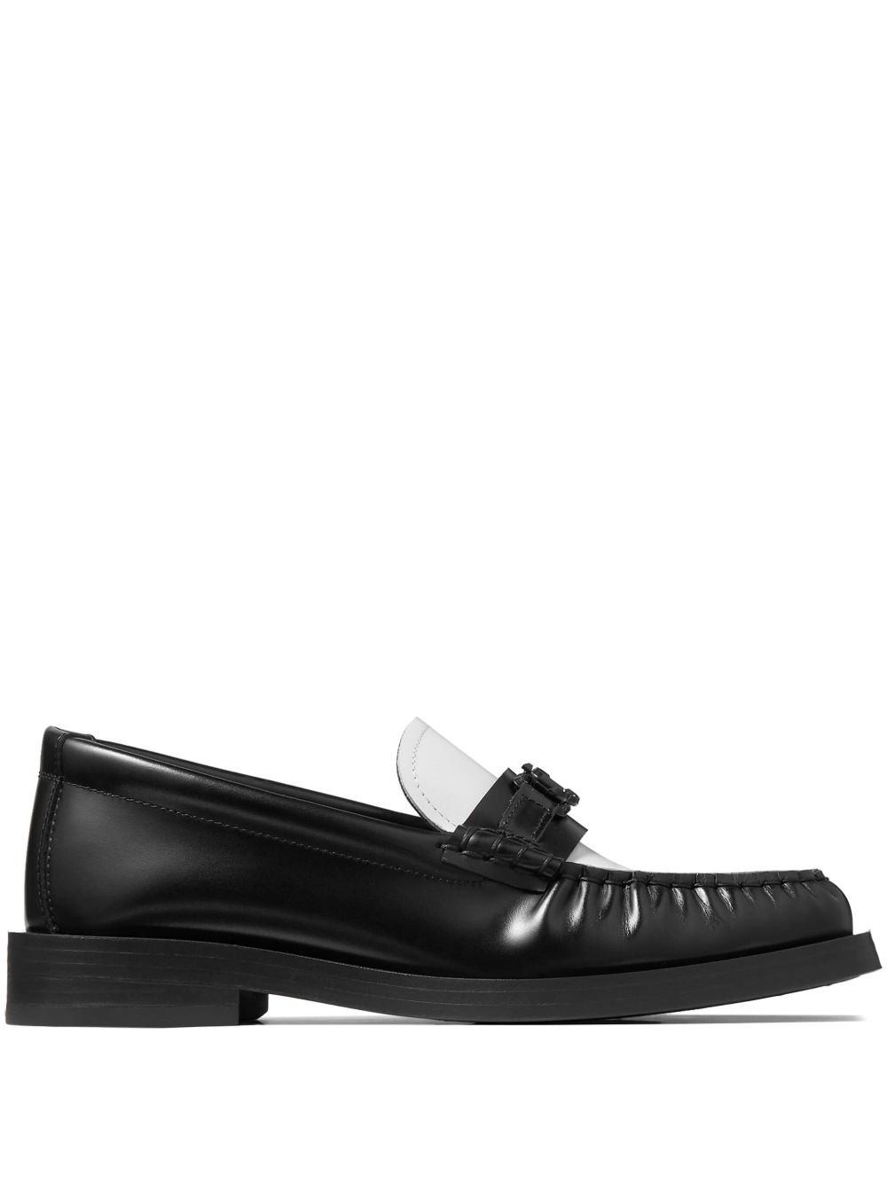 Jimmy Choo Addie logo标牌皮质乐福鞋 - 黑色