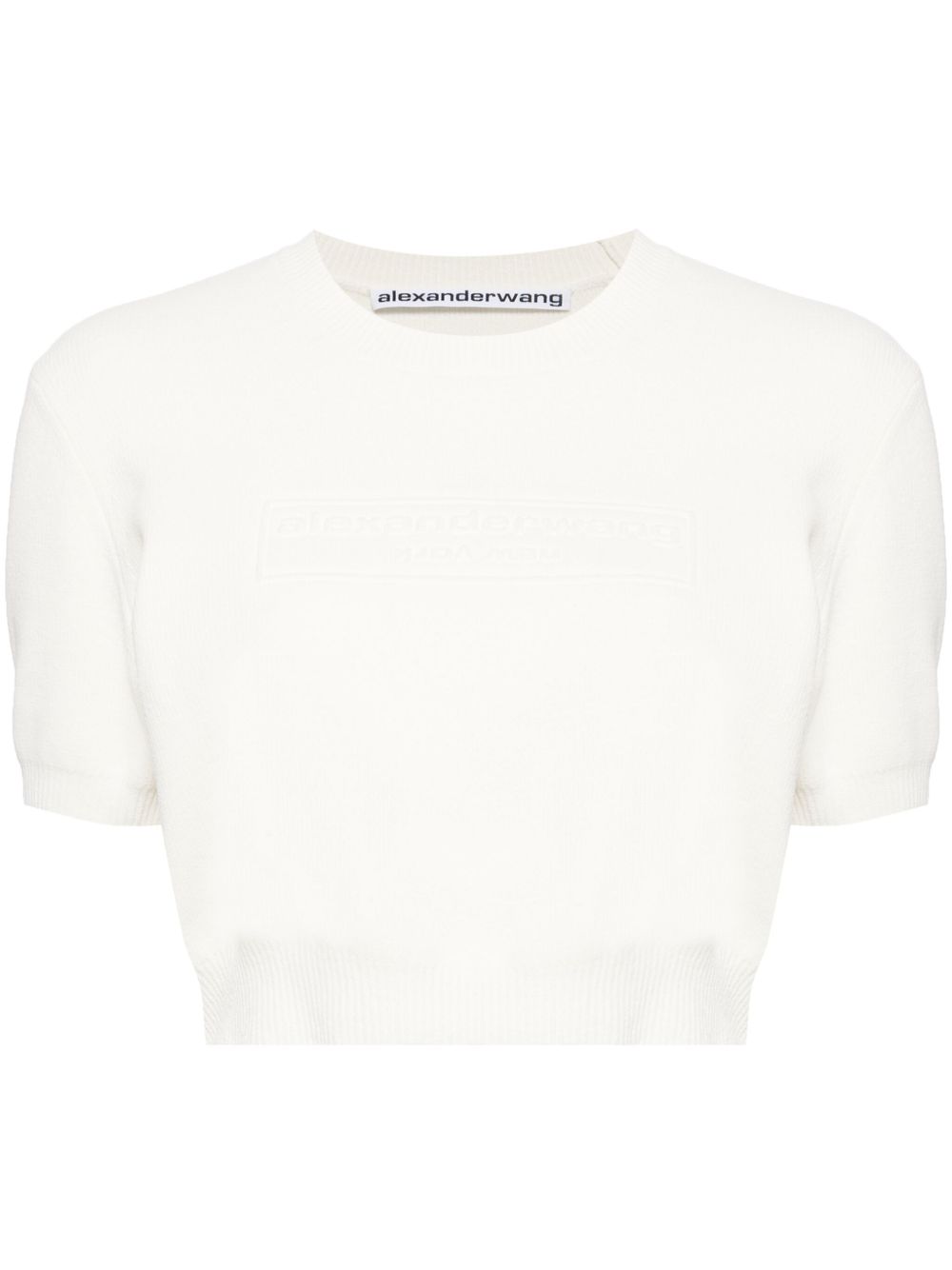 Alexander Wang logo压纹短款上衣 - 白色
