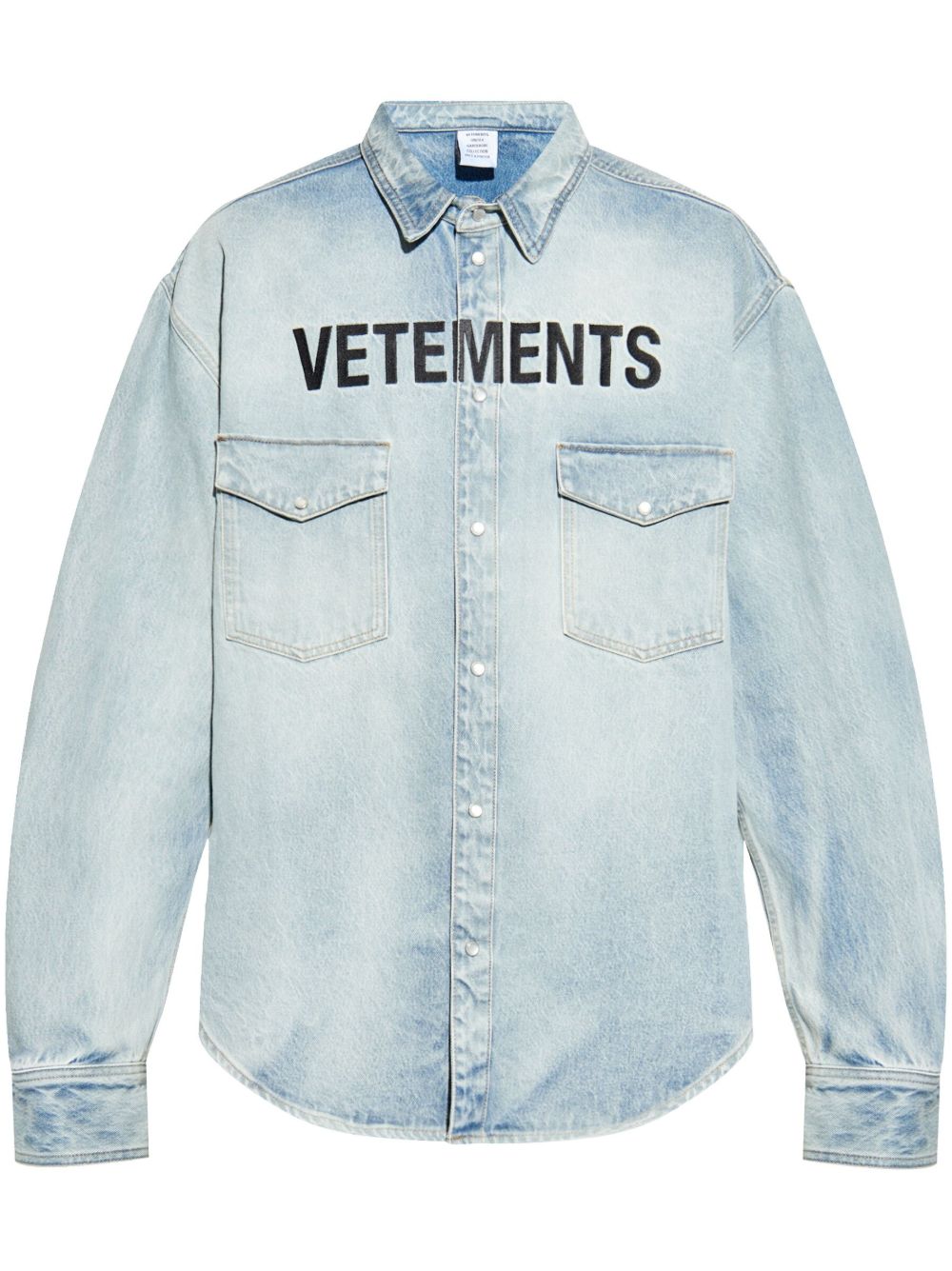 VETEMENTS logo刺绣衬衫 - 蓝色