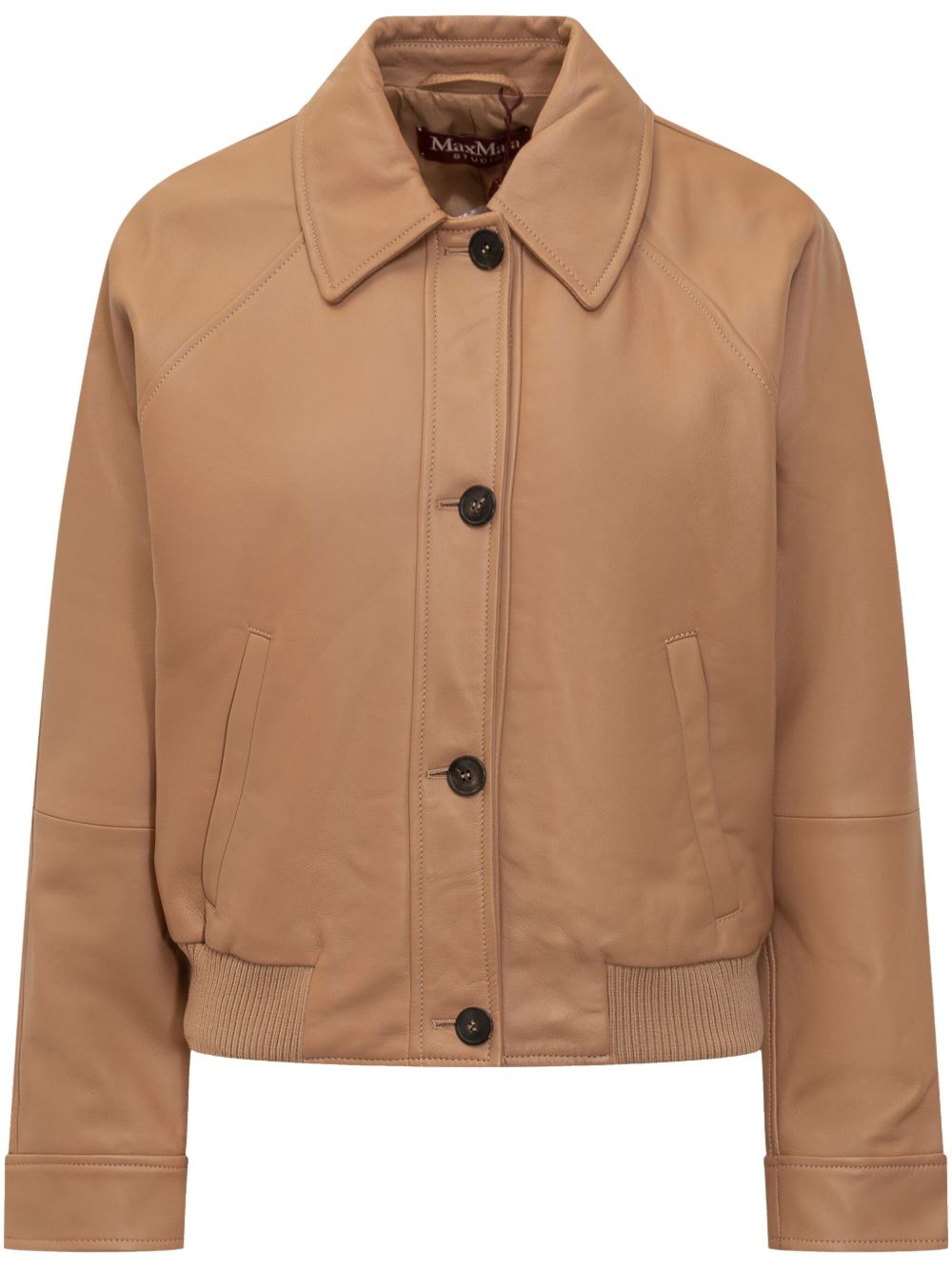 Max Mara 皮质飞行员夹克 - 褐色